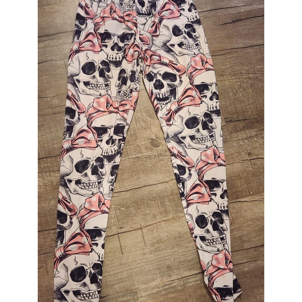 Sissycos Leggings Skulls Pink Bows M